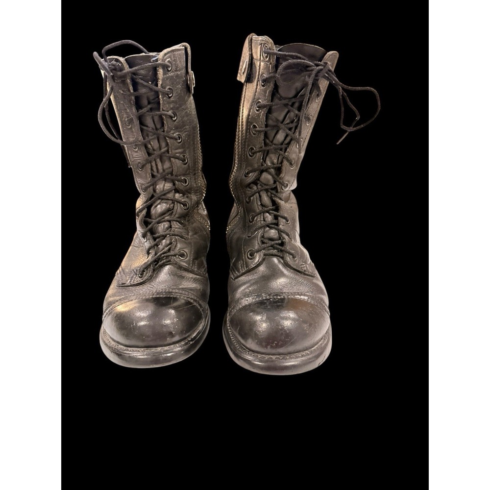 Vtg‎ Bates Floataways Combat Jump Boots Black Leather Side Zip Men's 9.5 E